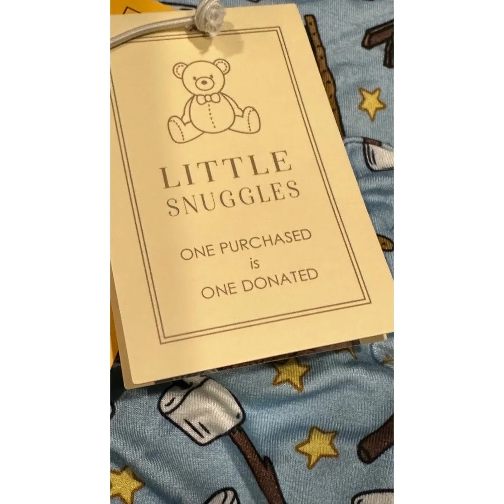 Little Snuggles Kids Smores Bamboo Viscose Pajama Set Blue 6T Campfire Print